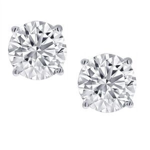 1/2ct Diamond Stud Earrings in 14K White Gold Screw-Back Settings
